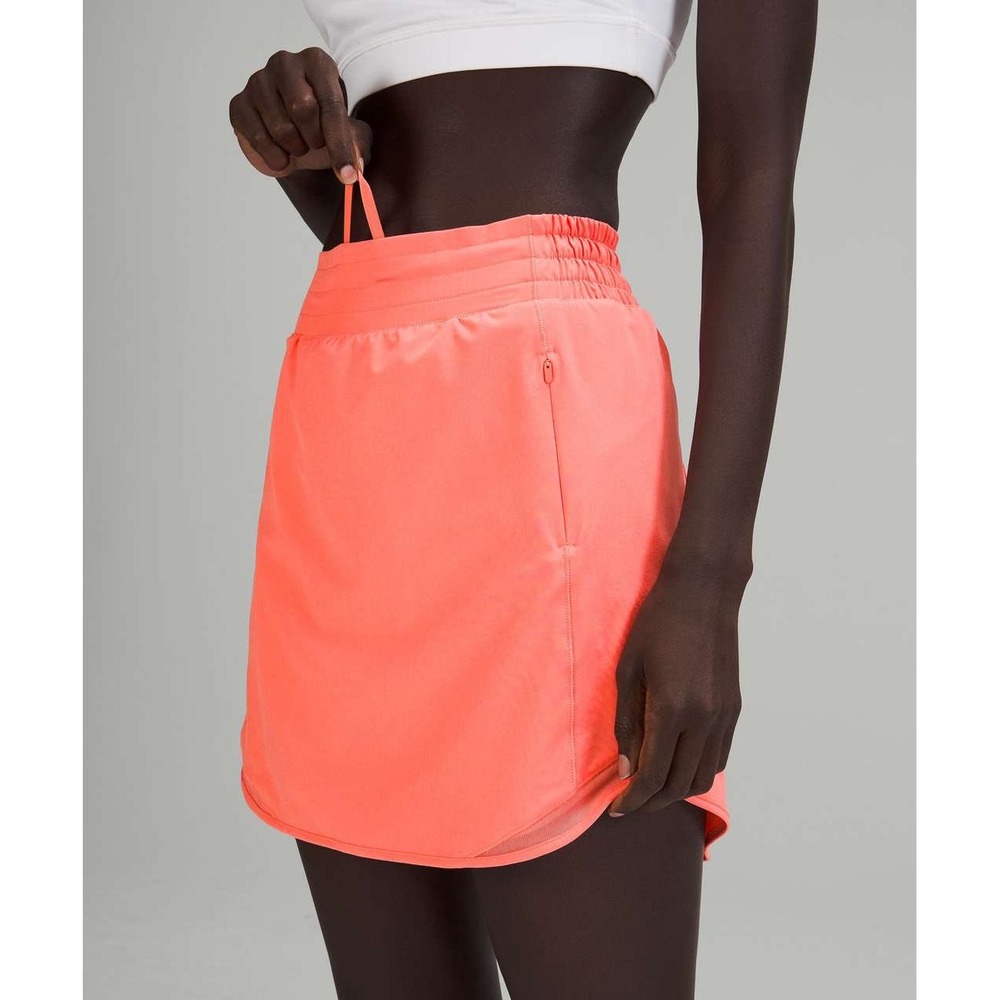 Lululemon Hotty Hot High-Rise Skirt Long 12 Coral Pink Tennis Running Skort